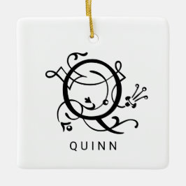 Letter Q Elegante Monogram Kerstornament Keramisch Ornament