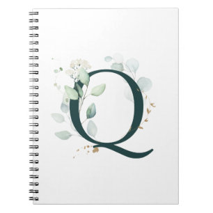 Letter Q Eucalyptus en Gold Monogramed Notitieboek