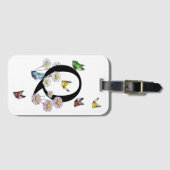 Letter Q Floral Butterfly Monogram Initiaal Bagagelabel (Voorkant (horizontaal))