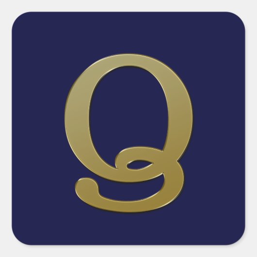 Letter Q Gold Square Sticker (Voorkant)