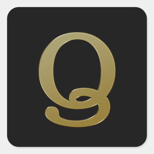 Letter Q Gold Square Sticker (Voorkant)