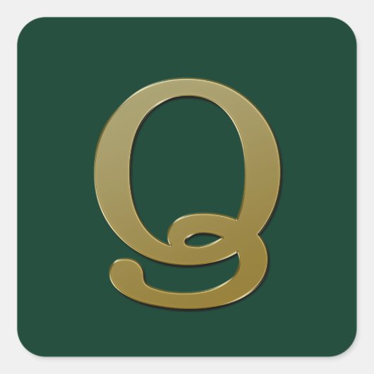 Letter Q Gold Square Sticker (Voorkant)