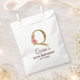Letter Q Gouden Monogram Blush Roze Rozen Bedankzakje