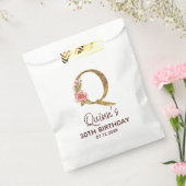 Letter Q Gouden Monogram Blush Roze Rozen Bedankzakje (Gezegeld)