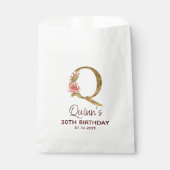 Letter Q Gouden Monogram Blush Roze Rozen Bedankzakje (Voorkant)