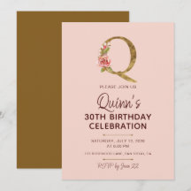 Letter Q Gouden Monogram Roze Rozen