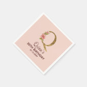 Letter Q Gouden Monogram Roze Rozen Servet (Hoek)