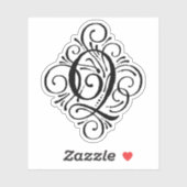 Letter Q Initiaal Elegant Flourish Monogram Sticker (Vel)
