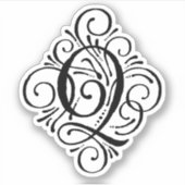 Letter Q Initiaal Elegant Flourish Monogram Sticker (Voorkant)