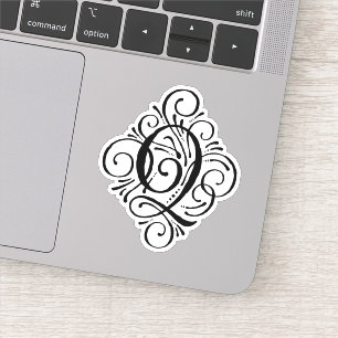 Letter Q Initiaal Elegant Flourish Monogram Sticker