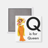 "Letter Q" is voor Queen Children's Magnet (Voorkant / Achterkant)