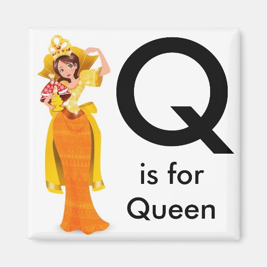 "Letter Q" is voor Queen Children's Magnet (Voorkant)