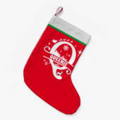 Letter Q Kerstmonogram Initiaal Naam Rood Wit Kleine Kerstsok (Voorkant (Hangend))