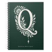 Letter Q Linocut Botanische Monogram Notitieboek (Voorkant)
