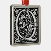 Letter Q Medieval Monogram  Initiaal Metalen Ornament (Rechts)