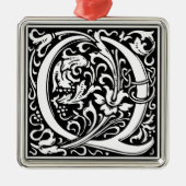 Letter Q Medieval Monogram  Initiaal Metalen Ornament (Voorkant)