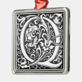 Letter Q Medieval Monogram  Initiaal Metalen Ornament (Links)
