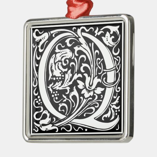 Letter Q Medieval Monogram  Initiaal Metalen Ornament (Links)