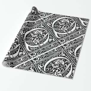 Letter Q Middeleeuwse Monogram Art Nouveau Cadeaupapier