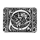 Letter Q Middeleeuwse Monogram Art Nouveau Magneet (Horizontaal)