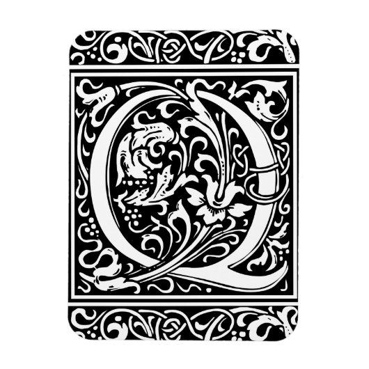 Letter Q Middeleeuwse Monogram Art Nouveau Magneet (Verticaal)