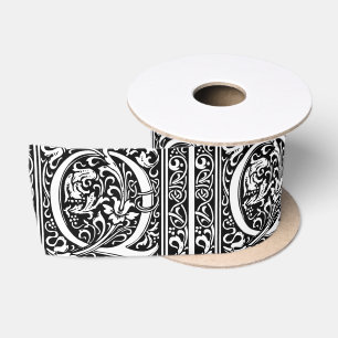 Letter Q Middeleeuwse Monogram Art Nouveau Satijnen Lint