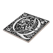 Letter Q Middeleeuwse Monogram Art Nouveau Tegeltje (Zijkant)