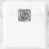 Letter Q Middeleeuwse Monogram Art Nouveau Vierkante Sticker (Tas)