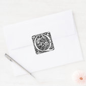 Letter Q Middeleeuwse Monogram Art Nouveau Vierkante Sticker (Envelop)