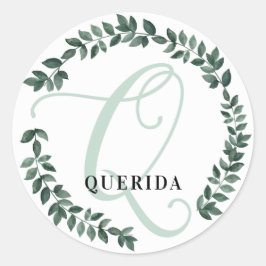 Letter Q Monogram Aanpasbare Naam Minimalistische  Ronde Sticker