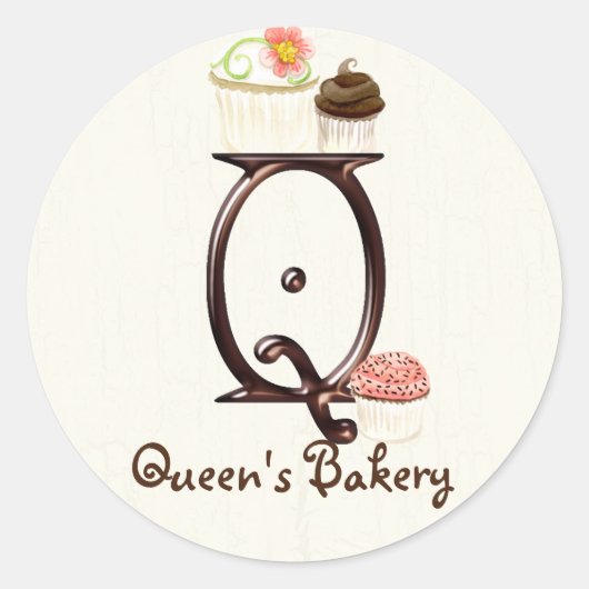 Letter Q Monogram Cupcake Logo Zakelijke Stickers (Voorkant)