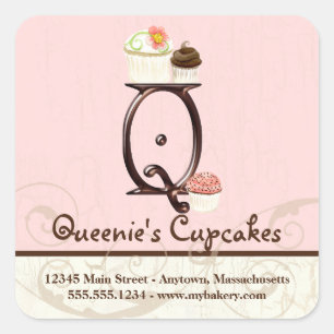 Letter Q Monogram Cupcake Logo Zakelijke Stickers
