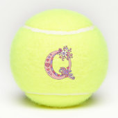 Letter Q-monogram meisjes gepersonaliseerde doodku Tennisballen (Achterkant)