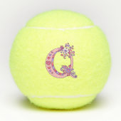 Letter Q-monogram meisjes gepersonaliseerde doodku Tennisballen (Voorkant)
