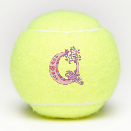 Letter Q-monogram meisjes gepersonaliseerde doodku Tennisballen
