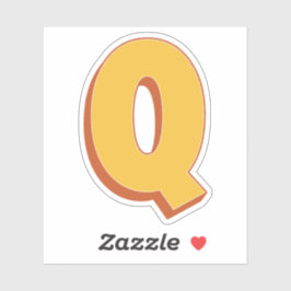 Letter Q-monogram, Vet 3D-type lettertype initiaal Sticker