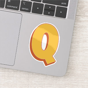 Letter Q-monogram, Vet 3D-type lettertype initiaal Sticker