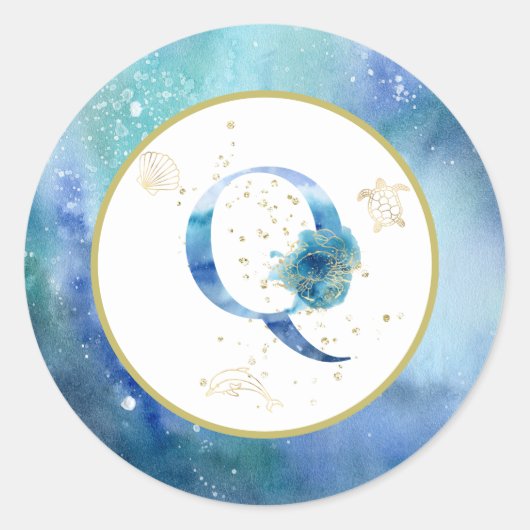 *~* LETTER Q - Nautische strandenvelop Sticker (Voorkant)