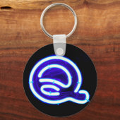 Letter "Q" Neon Licht Monogram Sleutelhanger (Voorkant)