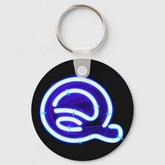 Letter "Q" Neon Light Monogram Sleutelhanger (Voorkant)