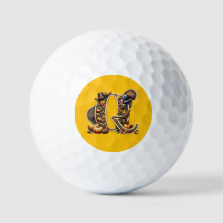 Letter Q Thanksgiving stijl kalkoen Golfballen