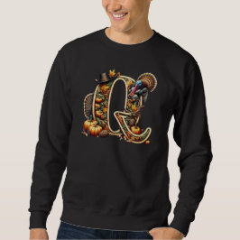 Letter Q Thanksgiving stijl kalkoen Trui