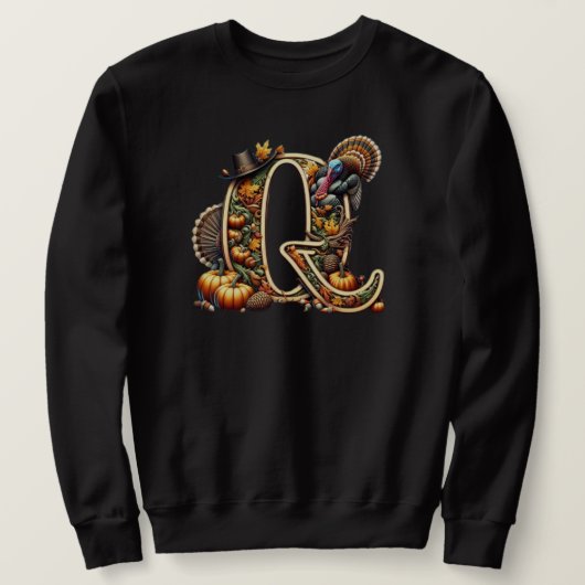 Letter Q Thanksgiving style turkey  Trui (Design voorkant)