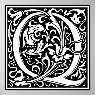 Letter Q van het Floral Alphabet Monogram Poster