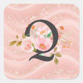 Letter Q Vierkante Sticker (Voorkant)