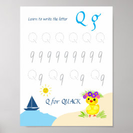 Letter Q Volgposter voor Kinderen Poster