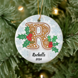 Letter R Aangepaste naam Monogram Kerstmis Keramisch Ornament