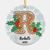 Letter R Aangepaste naam Monogram Kerstmis Keramisch Ornament (Voorkant)