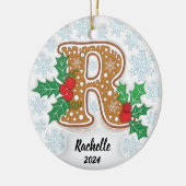 Letter R Aangepaste naam Monogram Kerstmis Keramisch Ornament (Links)