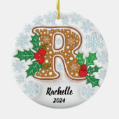 Letter R Aangepaste naam Monogram Kerstmis Keramisch Ornament (Achterkant)